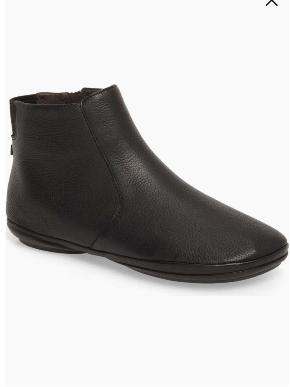 CAMPER Right Nina Black Leather Ankle Zip Booties Minimalist Flat Boots 37 6.5